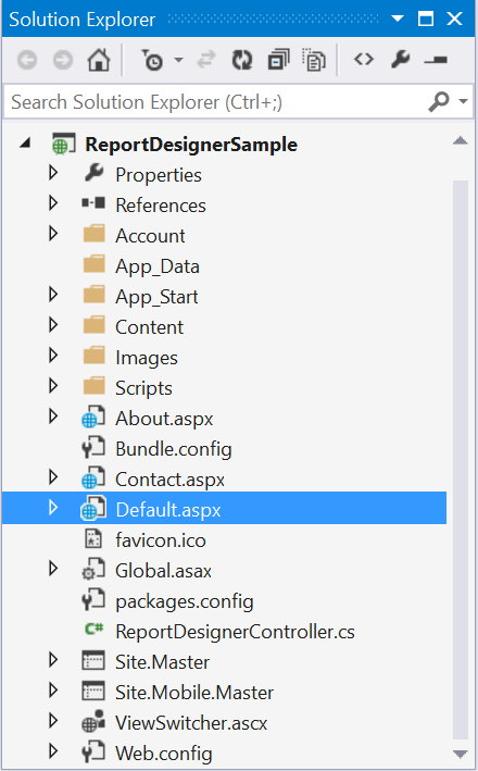 Click Add Getting Started with ASP.NET Webforms Report Designer
