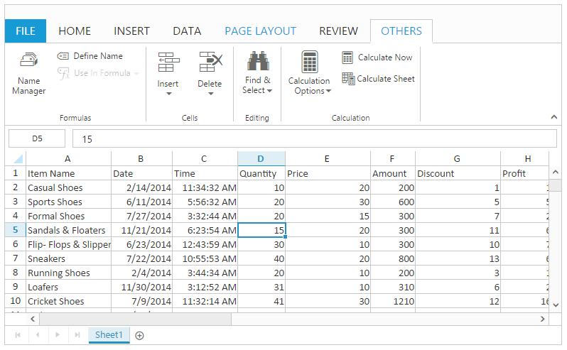 Searching with Spreadsheet widget for Syncfusion Essential JS