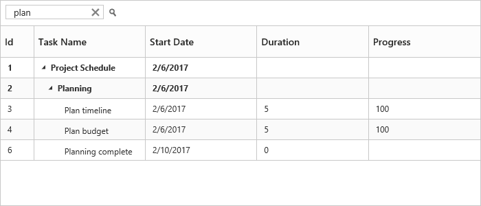 Searching in ASP.NET Web Forms TreeGrid