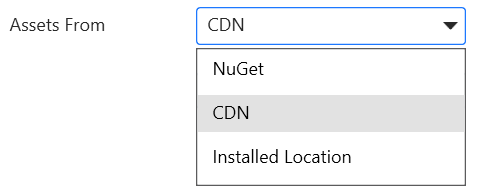 Choose the Syncfusion Essential JS assets to ASP.NET Web Forms Project, either NuGet, CDN or Installed Location