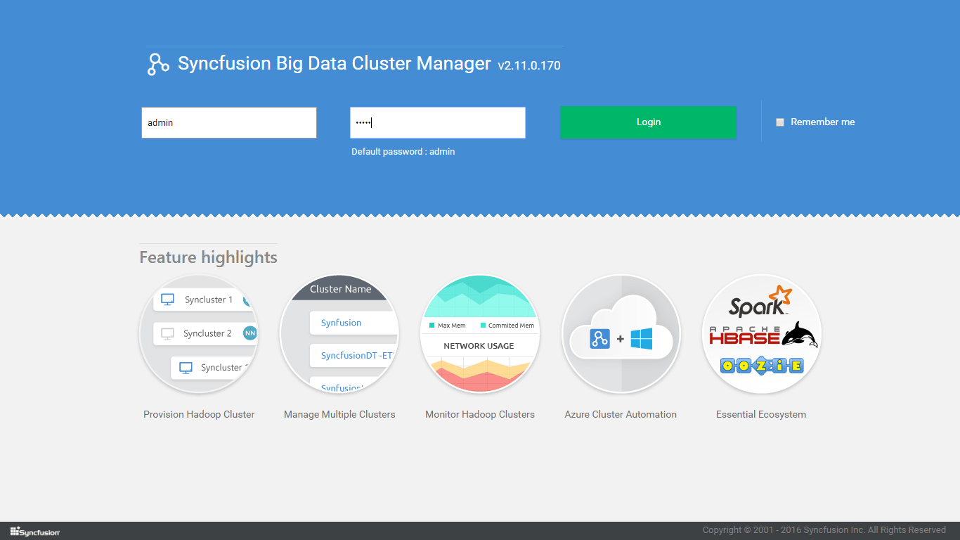 Cluster Manager dashboard window