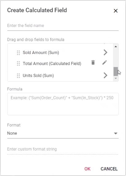 Editing the calculated field
