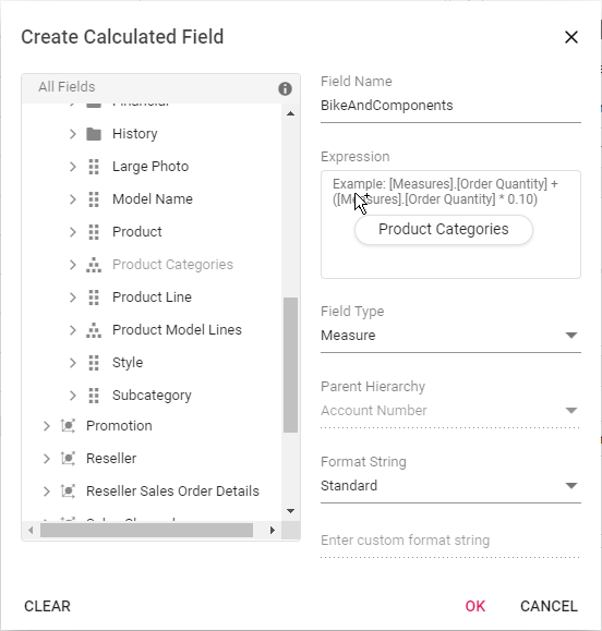 Create calculated field expression