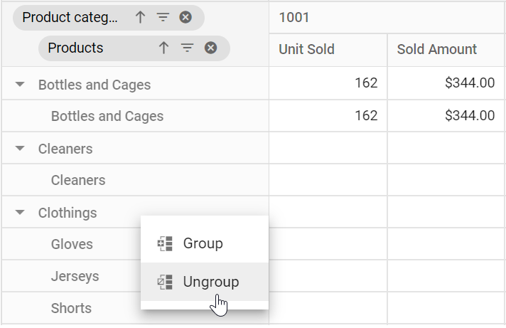 Custom ungroup option