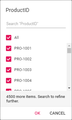 Member filter dialog with max node limit applied