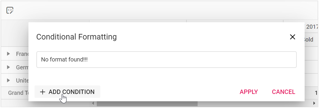 Adding new conditional format
