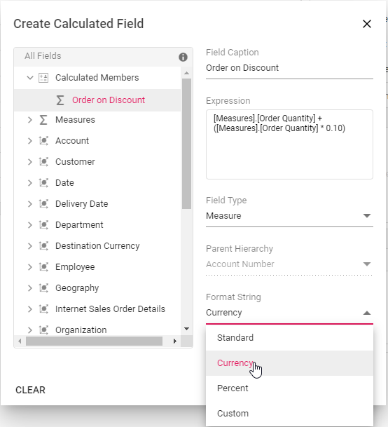 Modified calculated field output