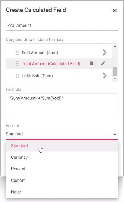 Applying format through calculated field dialog UI