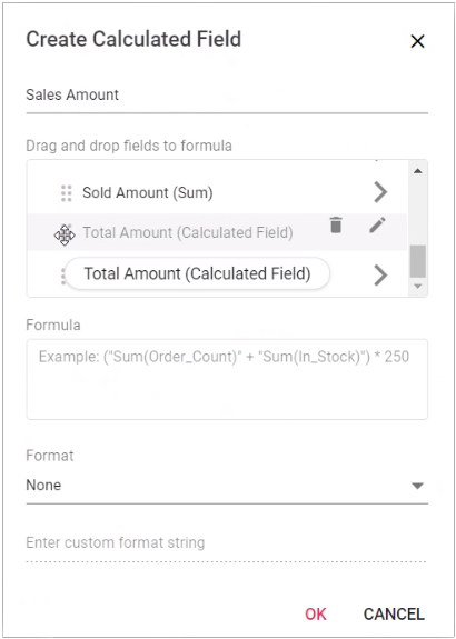 Dragging the existing calculated field
