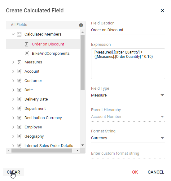 Clearing the changes while editing the calculated field