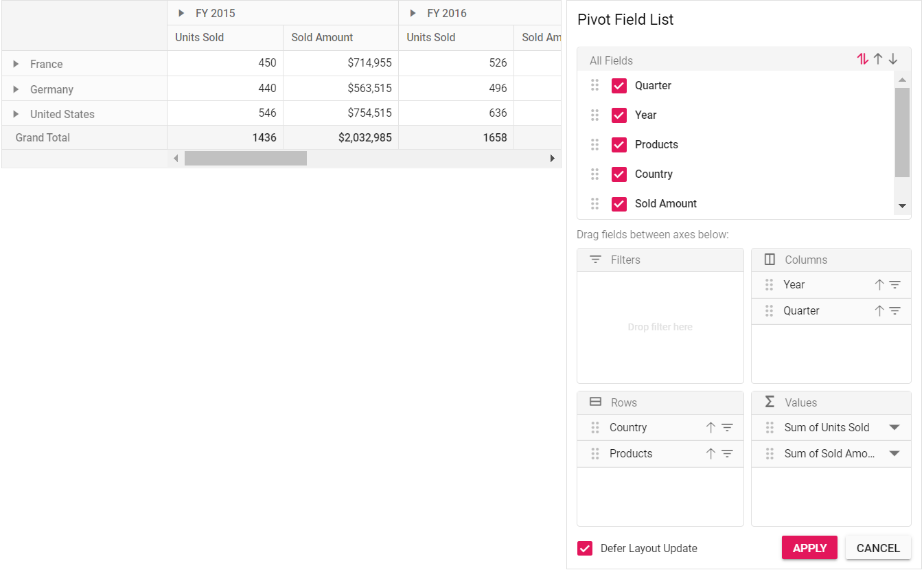 Defer update in fixed field list