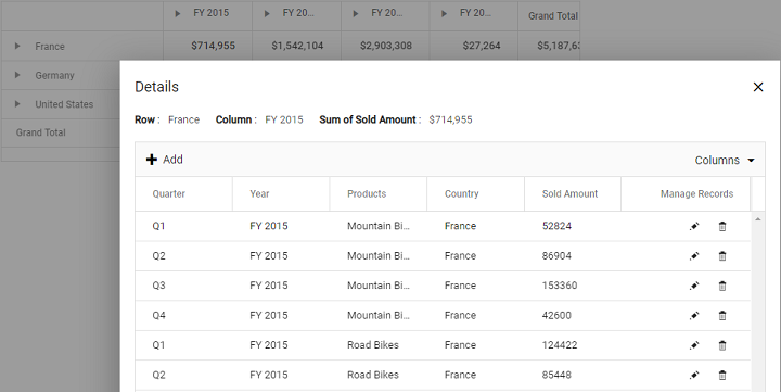 Pivot Table command column editing