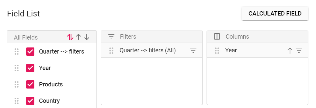 Field dropped event in field list