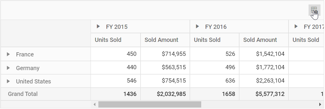 Field list in toolbar