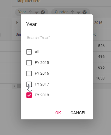 Member filter dialog with checked and unchecked members