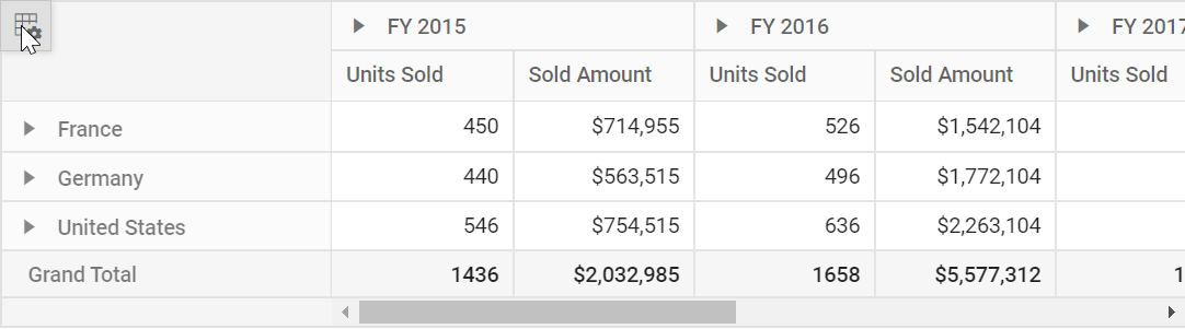 Pivot Table field list icon in toolbar