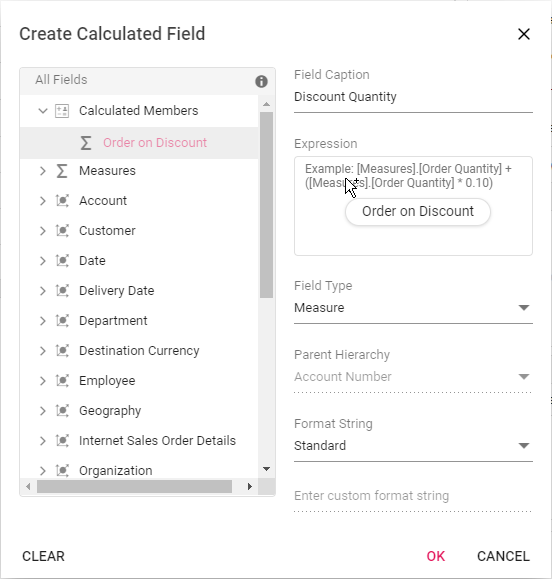 Dragging the existing calculated field