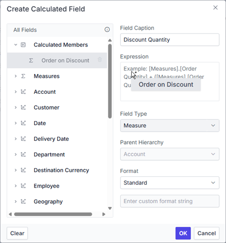Dragging the existing calculated field