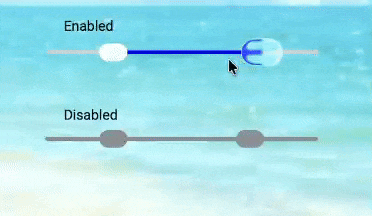 range selector with liquid glass support