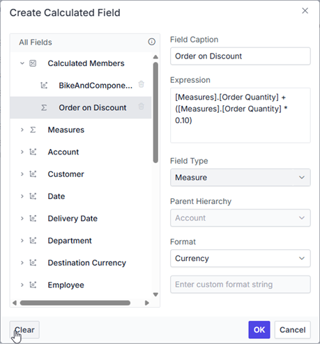Clearing the changes while editing the calculated field