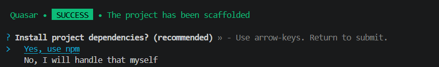 Confirm dependency installation prompt