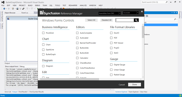WinForms Bullet Graph Reference Manager wizard