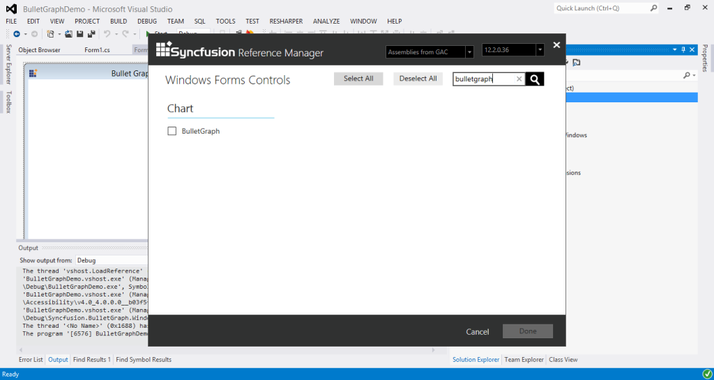 WinForms Bullet Graph Reference Manager search