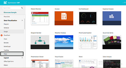 UI Windows Forms Sample Browser window Displayed