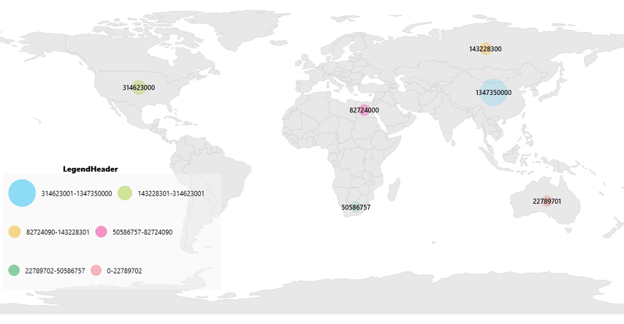 Maps control legend with Bubble type
