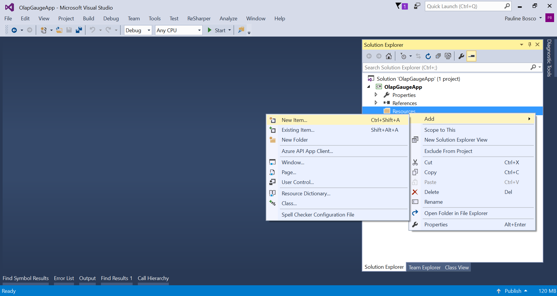 Shows add new item for WPF OLAPGauge