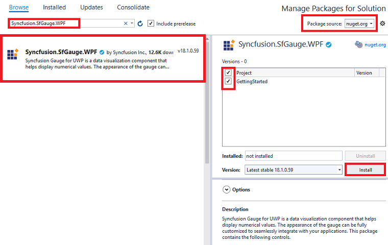 Adding gauge reference from NuGet