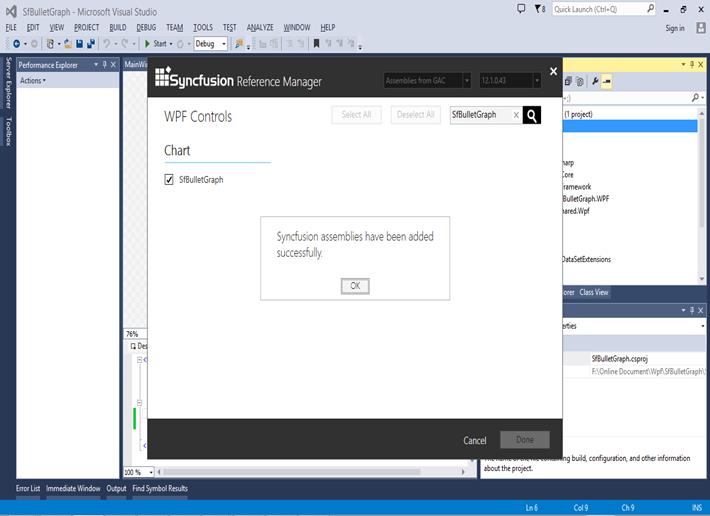 Added SfBulletGraph assemblies in WPF application
