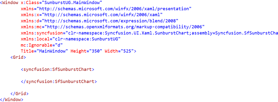 Added namespace for SfSunburstChart control in MainWindow