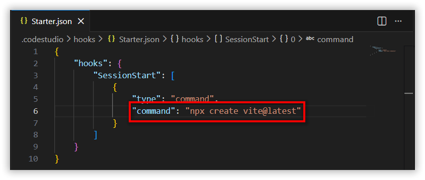 Generated hook configuration open for editing in the editor