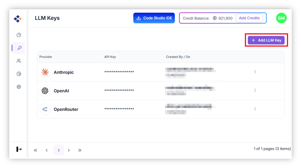 Add LLM Keys