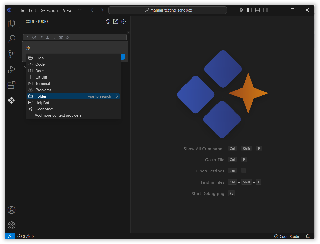 Select folder from context