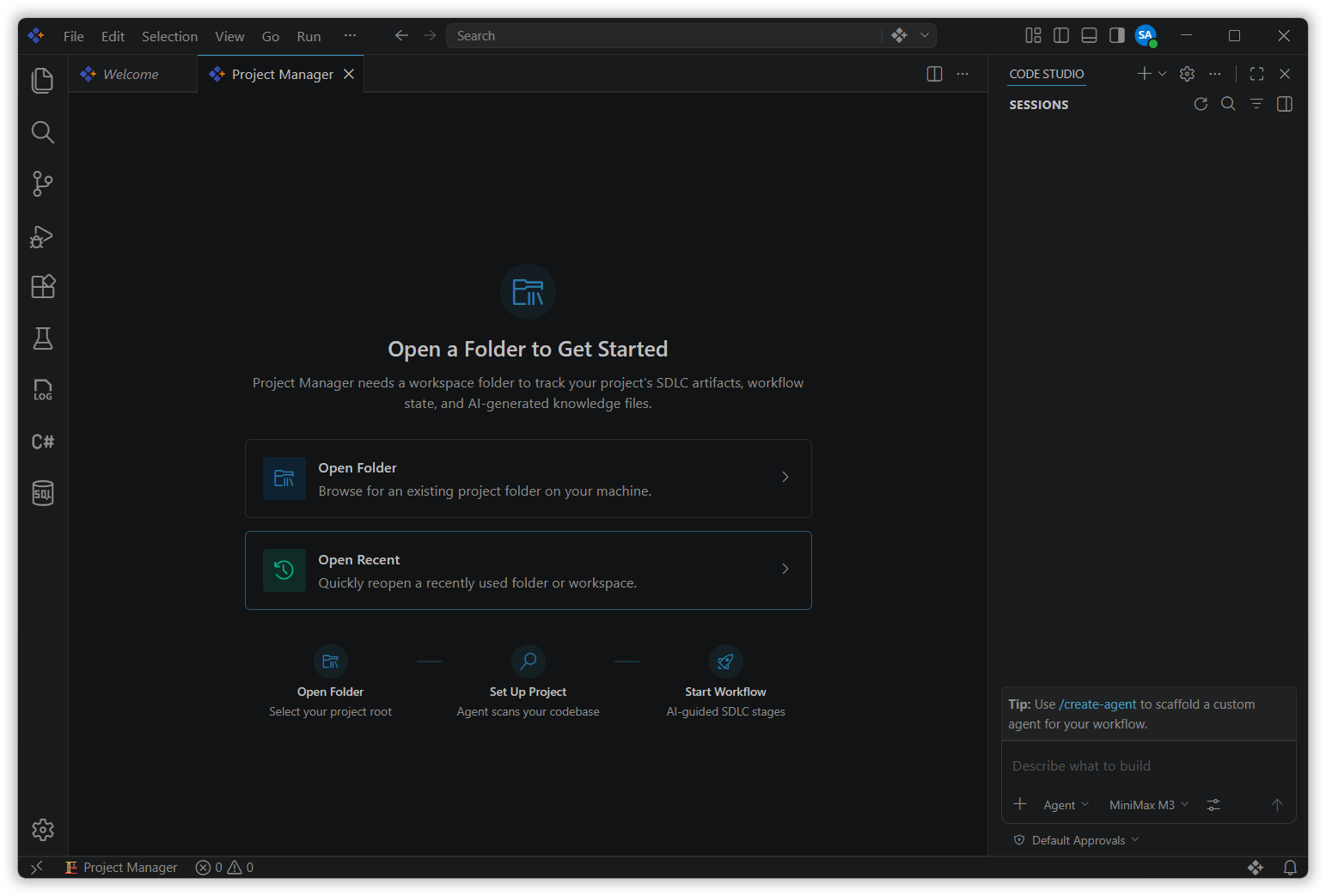 Open a Folder to Get Started