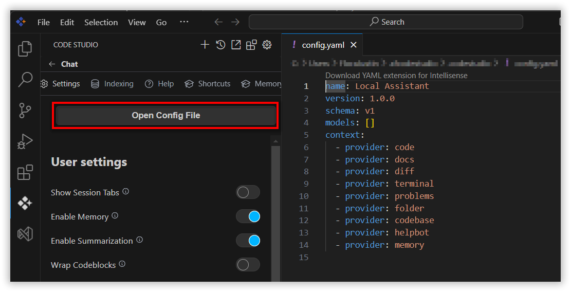 open config file