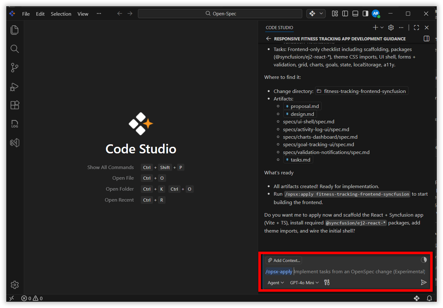 Running the apply command to implement the planned changes
