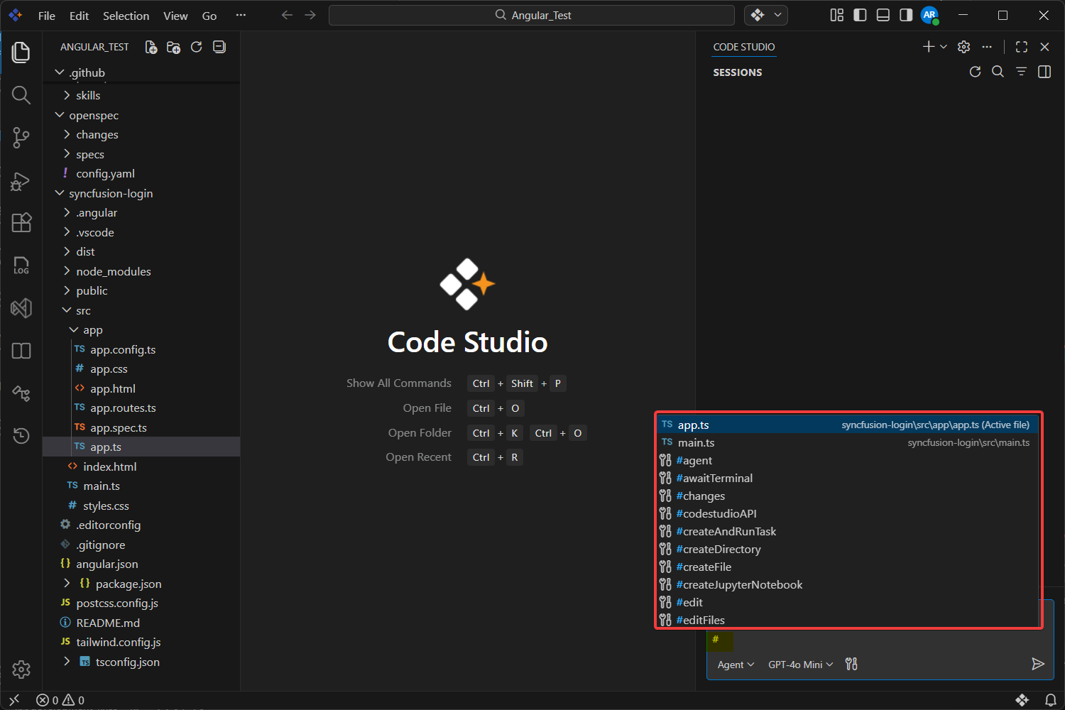 File list appearing after typing # in the Chat Panel input box