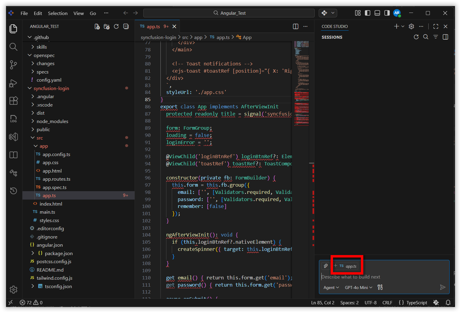 File suggestion appearing in the Chat Panel for adding as context