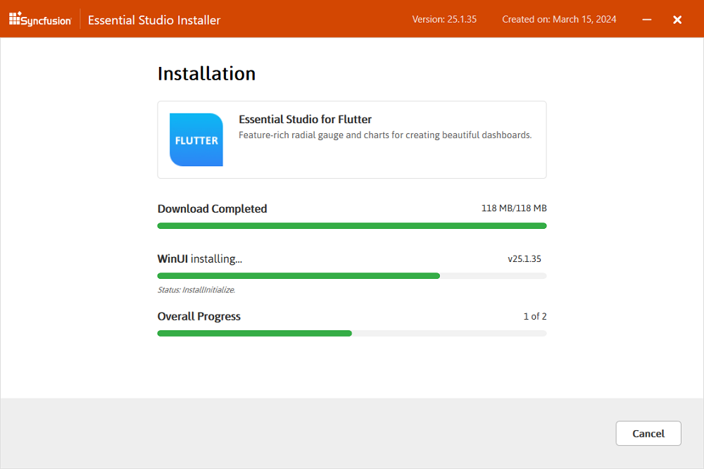 Download and Installation progress install