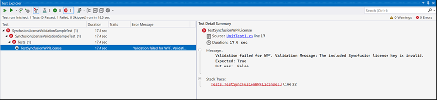 License Validation Failure Message