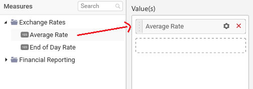 Drag and drop a column under Measures