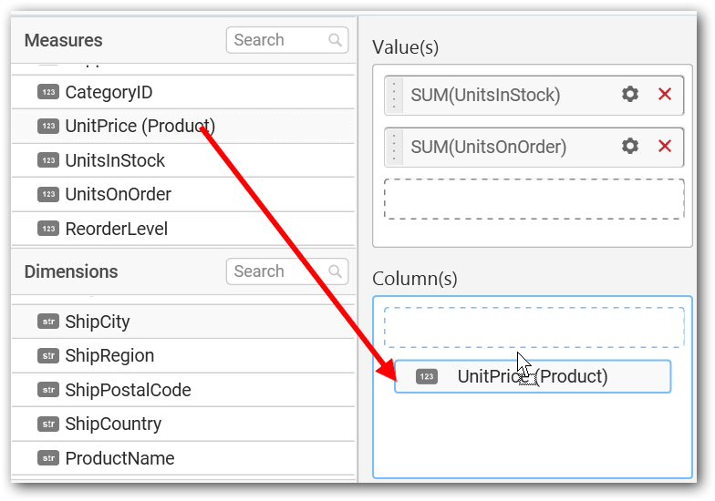 Measure to column