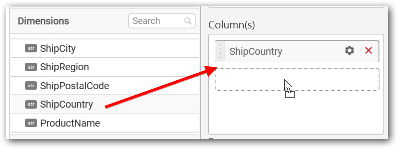 Add the Dimension into Column field