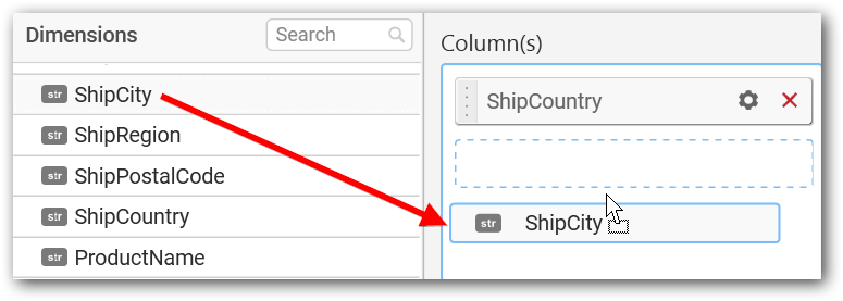 Bar chart with two columns