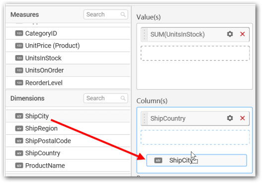 Add more than one value into Column