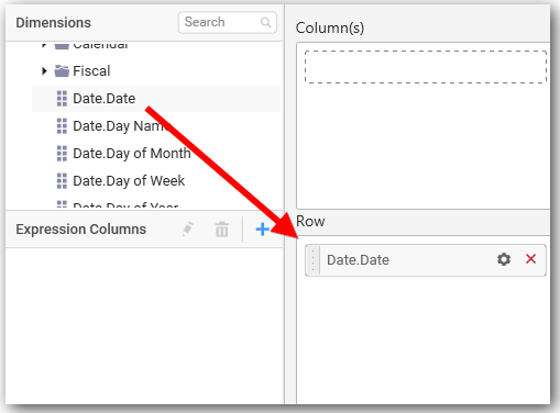 ssas drop dimesion to row