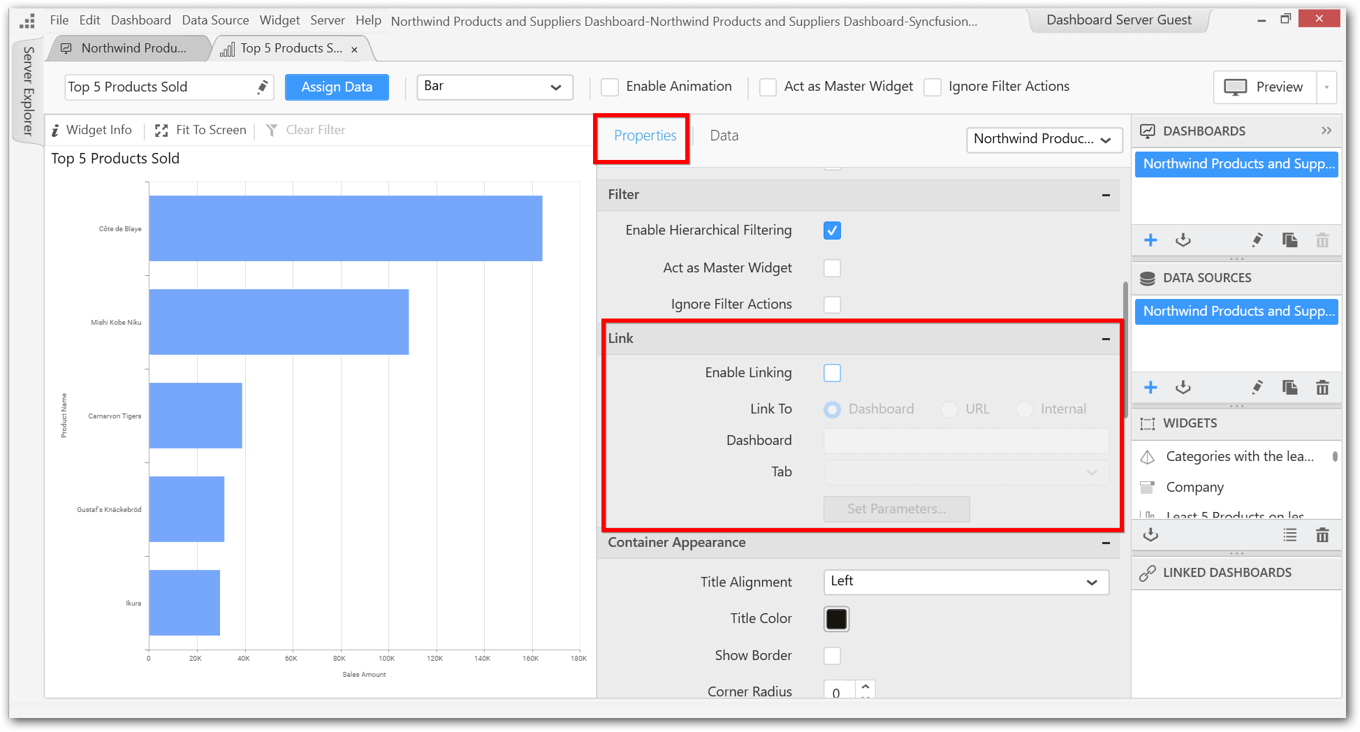 Enable linking option